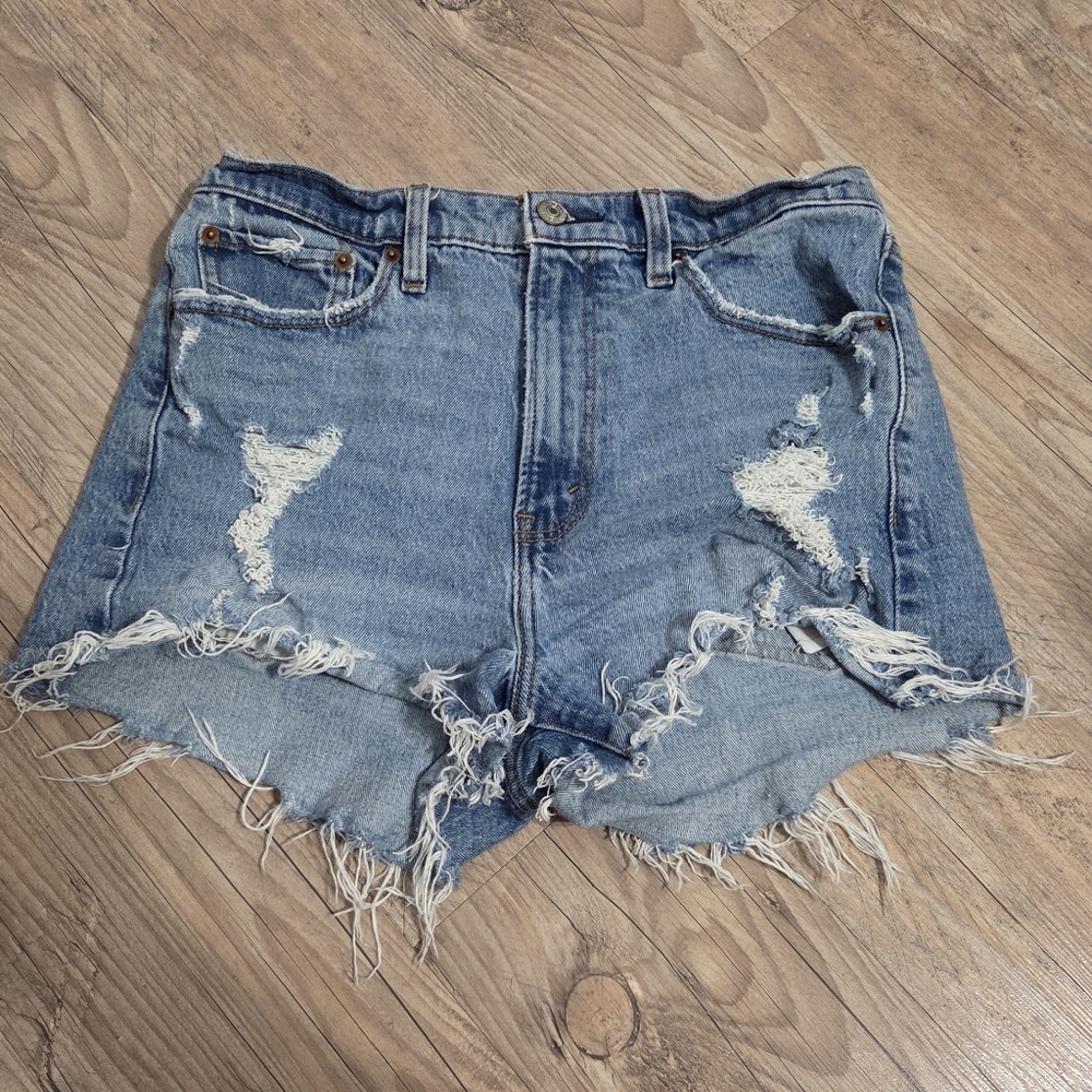 Abercrombie & Fitch Blue Jean Shorts Distressed Frayed Hem